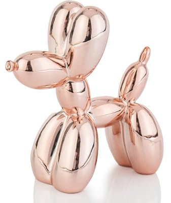 AMOIENSIS Rotgoldene Ballon-Hundestatue, Dekoration, 10,2 cm, galvanisierte Tierskulptur, kleine eklektische Dekoration für Regal und Schreibtisch