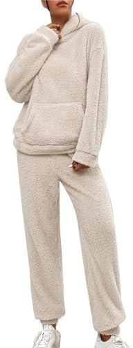 Tute Donna Da Casa Invernale Curvy Comode Tuta In Ciniglia Calda Casual Felpa Pile Con Cappuccio E Pantaloni Set Coordinati Tuta Due Pezzi Morbida Completo In Pile Loungewear Tute Calde Per Casa
