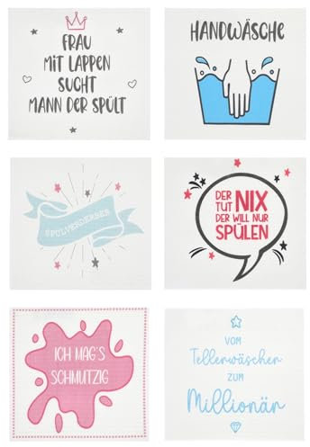 6 Stück Schwammtücher Spültuch mit Sprüchen Haushaltshelfer Haushaltsartikel Spaßartikel
