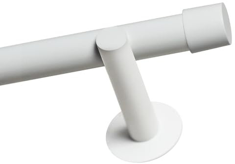 Voppi Gardinenstange 240cm 19mm weiß Stahl Single auf Träger mit Abschluss modern für alle Gardinenvorhangfenster