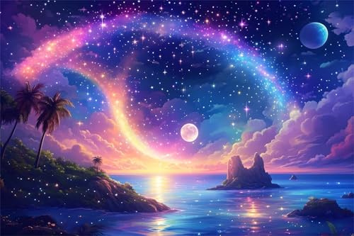 Diamond Painting Erwachsene 60x90cm, Diamond Painting Regenbogen Diamant Painting Bilder Sternenhimmel, Vollbohrer DIY Diamant Kunst Malerei Stickerei Kreuzstich Bilder Wand Deko, Geschenke BJ-617