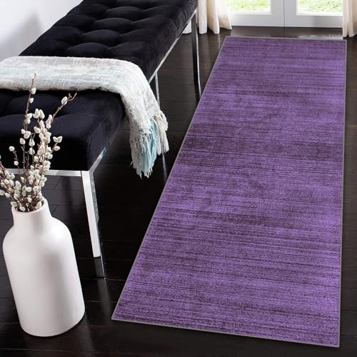 Siunwdiy Extra Langer Teppich Läufer Flur Küche rutschfest Waschbar Lila Einfarbig Teppichläufer Korridor Teppich Küchenläufer Lang 60x200cm Flurteppich Küchenteppich Meterware Anpassbar