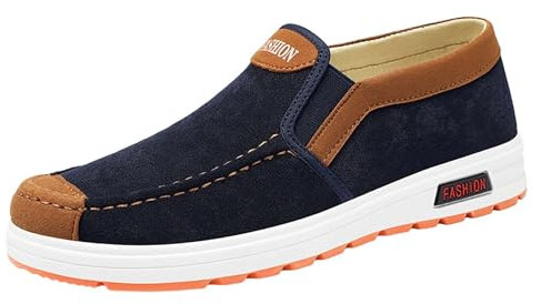 Zapatos casuales para hombre, anchos, modernos, para primavera y verano, zapatos deportivos para hombre, parte inferior plana, malla ligera, transpirable, sin cordones, cómodos, color sólido.