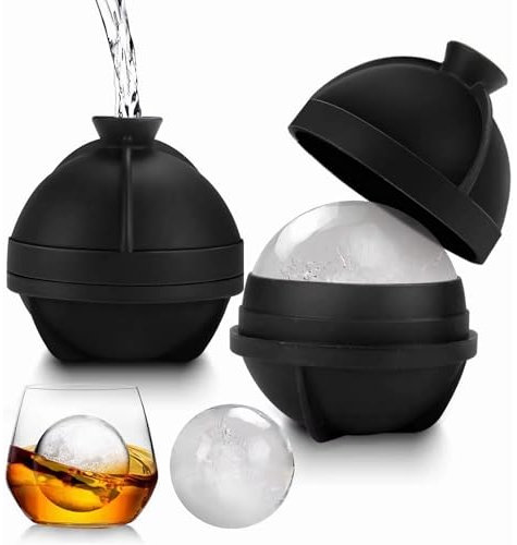 4 moldes de silicona para cubitos de hielo, 7 x 7,5 cm, forma de bola de hielo con tapa y embudo, moldes reutilizables de Star Wars, redondos, sin BPA, para cerveza, cóctel, whisky, vino