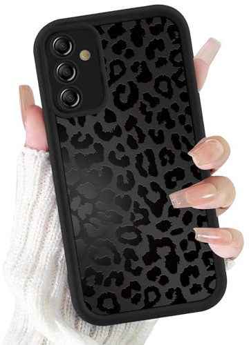 ZhuoFan Hülle für Samsung Galaxy A13 5G 6,5”, Aesthetic Leopard Muster Handyhülle Schwarz Matte Schutzhülle Ultra Weich Silikon Dünn TPU Case Stoßfest Kratzfest Bumper Cover, 05