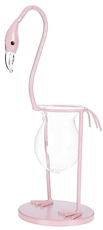 YARNOW Kreative Hydroponik Glasvase Flamingo Aus Eisen Dekorative Kleine Pflanzvase Für Büro Wohnzimmer Transparentes Design Für Zimmerpflanzen Und Schreibtischdekoration