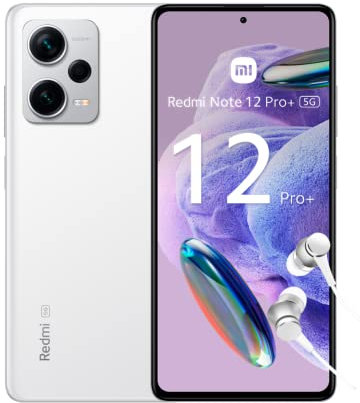 Xiaomi Redmi Note 12 Pro+ 5G Smartphone, 8+256GB, pantalla de punto AMOLED FHD+ Flow de 6.67 pulgadas, 5.000 mAh, cámara de 200 MP, hipercarga de 120 W, SIM dual, blanco polar (Reacondicionado)