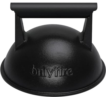 onlyfire Cast Iron Cheese Melting Dome, Ø18 CM | Heavy Duty Burger Dome, Superior Heat Retention, Burger Cloche for Flat Top Griddle, Teppanyaki and Camping