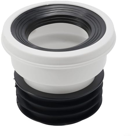 Jotekonoby 0-100mm Offset WC Pan Connector, WC Connection Nozzle Connection Toilet Pipe, Plastic Excentric Angled Toilet Pipe Nozzle, Drain(A)