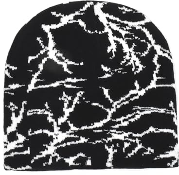 Watreketal Y2K Strick Mütze Slouchy Black White Warme Weiche Cap Accessoires High School Teens Beanies Für Kinder