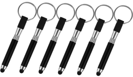 CONGARTENO 6 Stück Schlüsselanhänger Stift aus Legierung Multifunktionaler Kapazitiver Touchpen für Smartphones und Tabletten Hoher Empfindlichkeit Schwarzes Design