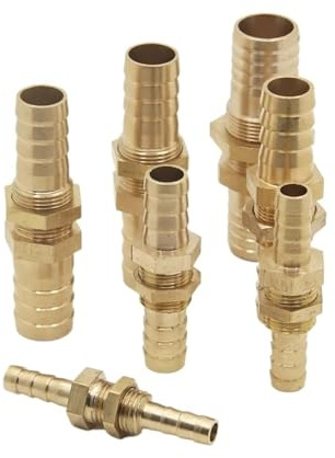 VAYEODEYU Raccord de tuyau d'arrosage en laiton, Lot de 2 raccords cannelés en laiton Pagoda, tailles multiples for huile, eau, gaz(14mm)