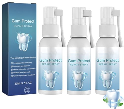 3 Stück Zahnfleischrückgang Zahnfleisch Aufbau Gum Protect Repair Gel, Gum Ease Zahnfleisch Gels, Teeth Repair Gels, beugt Zahnfleischrückgang vor, erfrischt den Atem (Spray)