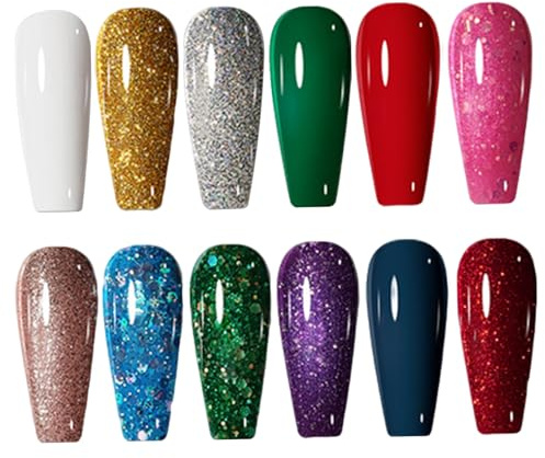 Nagellack-Adventskalender, 12 Farben Nagellack-Set, Weihnachts-Adventskalender für Frauen und Mädchen, Schönheit