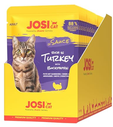 JosiCat Turkey in Sauce | 28x 85g | Katzenfutter nass mit Pute in Soße | Adult | Premium Nassfutter im Frischebeutel für ausgewachsene Katzen | feiner Truthahn | Inulin | German Quality by JOSERA