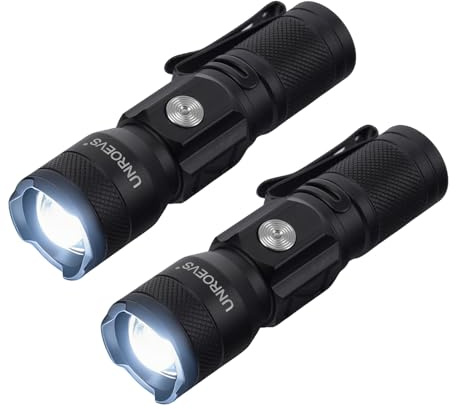 UNROEVS Pocket Flashlight Rechargeable with 1200 Lumens,Mini Small EDC Flashlights with Magnet & Clip,Compact Powerful Flash Light-Zoomable,Adjustable Brightness and 1 Mode for Everyday Carry.