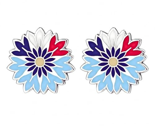 Lot Deux Pins Bleuet | Broche Fleur | Broche Costume Homme | Pin's Étoile | Pins Costume Homme | Pin Tricolore