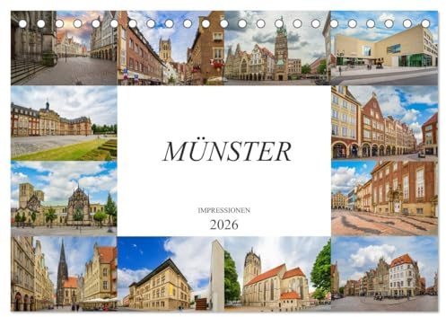 Münster Impressionen (Tischkalender 2026 DIN A5 quer), CALVENDO Monatskalender: Einmalig wunderschöne Bilder der Stadt Münster (CALVENDO Orte)