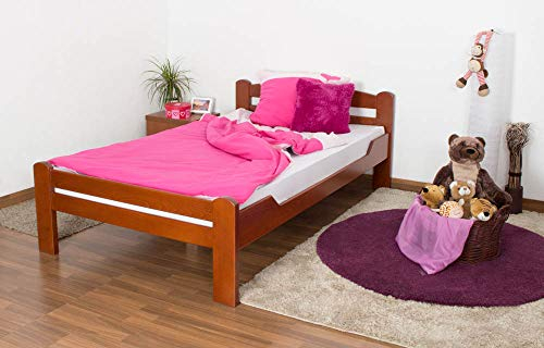 Jugendbett Easy Premium Line K4, 120 x 200 cm Buche Vollholz massiv kirschrot lackiert