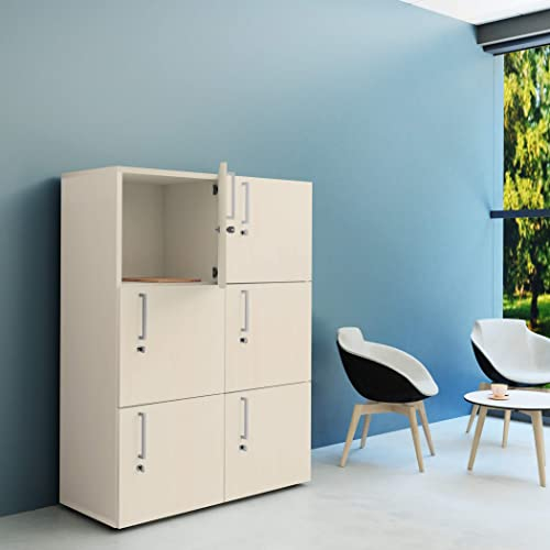 Weber Büro Spind | Schließfach NOVA mit 6 Schließfächern in Ahorn/Silber, Schrank