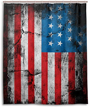 JSTEL Decor Duschvorhang USA-Flagge Muster Druck 100% Polyester Stoff Duschvorhang 152,4 x 182,9 cm für Home Bad Deko Duschvorhang