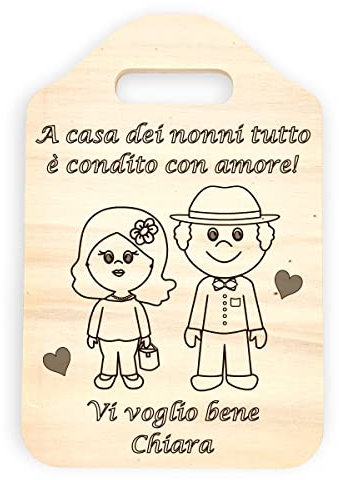 NM Idee Regalo per festa dei nonni targhetta Targa Tagliere nonni in legno Personalizzabile Regali per nonni da nipote idee regali nonni di Natale