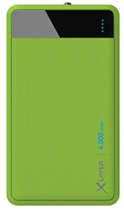 XLayer Colour Line Powerbank 4.000mAh, Externer Akku für Smartphone und Tablet, Powerbank klein, in bunten Farben, Grün