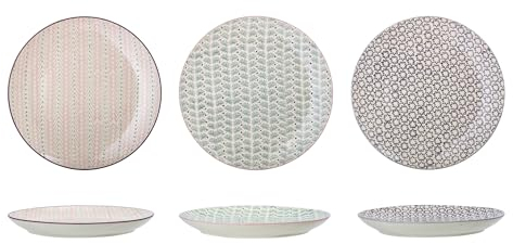 Bloomingville Teller Maya, rosa grün lila, Keramik, 3er Set