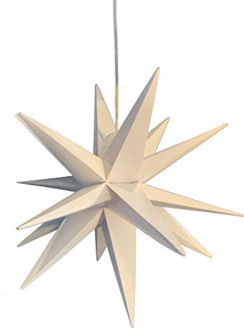 LED Weihnachtsstern 3D Ø 25 cm 18 Zacken, Weiß | inkl. Leuchtmittel + Timer, Leuchtstern Außenstern Faltstern Adventsstern, Wetterfest für außen und innen, 5m Kabel