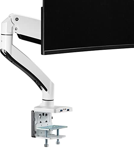 AVLT Einzelner 43,2-124,5 cm (17-49 Zoll) superbreiter Monitorarm für Bildschirme bis zu 22,7 kg, Premium-Aluminium-Schreibtischständer, verstellbare pneumatische Höhe, voll bewegliche
