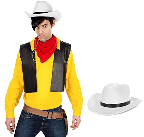Maskworld Lucky Luke Comic Cowboy Western Kostüm mit Cowboy-Hut für Herren 5-teilig (XXL)
