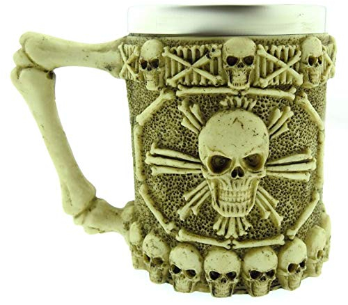 Chope crâne pirate effrayant squelette bière 3D acier inox résine halloween viking bar homme boisson