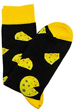 Käse Socken, farbenfrohes und fröhliches Motiv im Food Style für Mann und Frau, mehrfarbig Gr. 43-46
