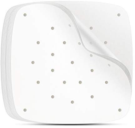Beasea Luftfritteusen-Einlagen, 15,2 cm, 200 Stück, Pergamentpapier, weißes Luftfritteuse, Filterpapier, perforiertes Pergamentpapier, Bambus-Dampfgarer-Papier,