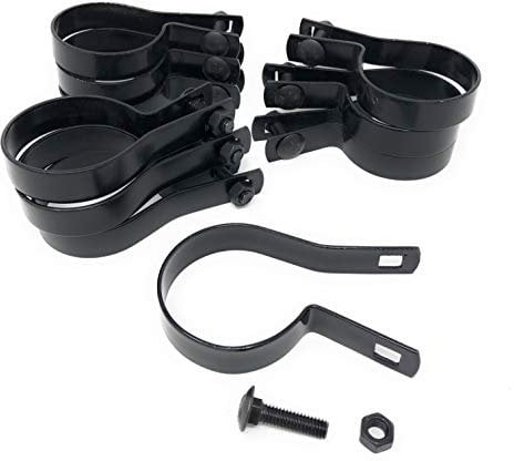 FENCESMART4U (10 Pack) Tension Bands with Bolts & Nuts for Chain Link Fence, Gate, Posts (2-3/8) Black Finish