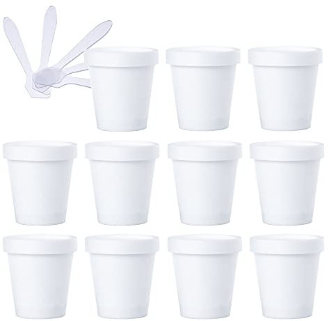 TIANZD 20 Pièces Pot Cosmétique en Plastique Blanc de 200 ml avec Couvercle, Bol de Masque Pots de crème de vides contenant 200 g Pour des Produits Cosmétiques Boue de Masque avec Spatules