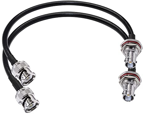 TUOLNK BNC Jumper Cable RG58 BNC Male to BNC Female Bulkhead Low Loss 50 ohm CB Radio Coax Cable 12inch (30cm) Wifi Antenna Extension Cable for HAM Radio Antenna 2 Pack
