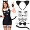 Hook Katzenohren Haarreif Katzenkostüm Damen mit Lace Venezianische Masken und Katzenschwanz Kostüm Set Katzenohren Fasching Kostüm Damen Katze für Katzen