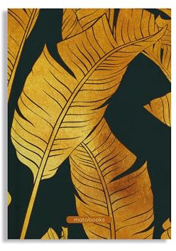 Matabooks, nachhaltige und vegane Notizbücher A5 aus Graspapier, Jana, 138 Seiten, Natur, Handmade, Made in Germany (Golden Leaves)