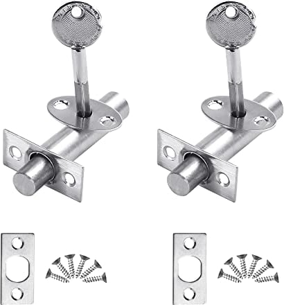 OTTYMO 2 set di Bulloni per Porta di Sicurezza Perno di Sicurezza per Porte Bulloni di Sicurezza in Acciaio Inox con Chiavi e Viti per Interne Armadi Mobiletti Antifurto