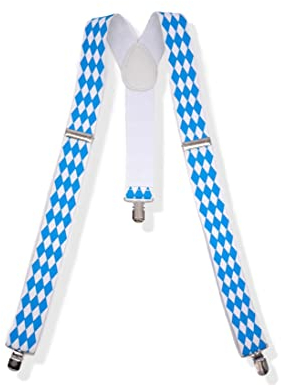 bayerische Hosenträger BAVARIA 1 mit bayerischer Raute blau/weiß für Oktoberfeste Fasching Volksfest Junggesellenabschied Karneval Kostüm-Partys