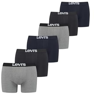 Levi’s Einfarbige Basic-Boxerslips, atmungsaktive Herrenunterwäsche aus Bio-Baumwolle mit elastischem Bund und doppelter Einlage, keine hochrutschenden Beinöffnungen, 6er-Pack