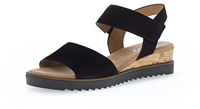 Gabor Damen Keilsandalen, Frauen Sandalen,Moderate Mehrweite (G),Keilsandaletten,Keilabsatz,Wedge-Heel,bequem,schwarz(Kork/schw),37 EU / 4 UK