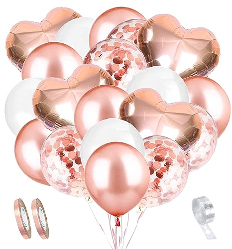 TOPHOPE Rosegold Luftballon Set, Konfetti Luftballons & Latex Ballons mit Bändern für Geburtstag, Hochzeit, Babyparty, Dekoration, Geschäftstätigkeit, 75 Stück Folienballon Set