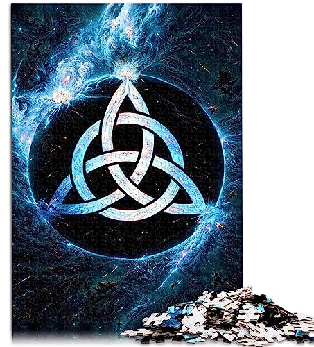 Puzzle Blaues Keltisches Logo, 1000-teiliges Puzzle für Erwachsene und Kinder ab 12 Jahren, Papppuzzles, tolle Geschenke für Weihnachten, Größe: 26 x 38 cm