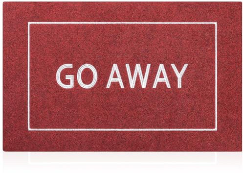 JJUUYOU Welcome Mats for Front Door Indoor Christmas Red Funny Go Away Doormat with Non Slip Rubber Mats Door for Home Farmhouse Patio