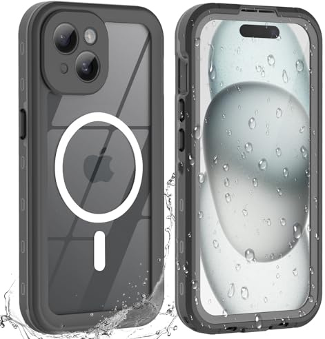 BDIG Custodia impermeabile per iPhone 15, protezione a 360 gradi, protezione dello schermo incorporata, custodia antiurto IP68 per iPhone 15 6,1, nero