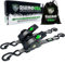 Rhino USA Selbstaufrollende Spanngurte (2er-Pack) - 2.5cm x 3m (540kg Bruchfestigkeit) - Hochleistungs-Automatik-Spanngurte für LKW, Anhänger, Motorrad, Fahrrad & Mehr - Grau