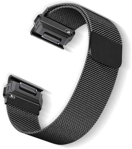 SeNool QuickFit 26mm Armband für Garmin Enduro 3/Fenix 8 51mm/Epix 2 Pro 51mm/Fenix 7X Pro Solar, Metall Magnetversch Ersatzarmband Uhrenarmband für Garmin Fenix 7X/Fenix 5X GPS/Fenix 5X Plus-Schwarz
