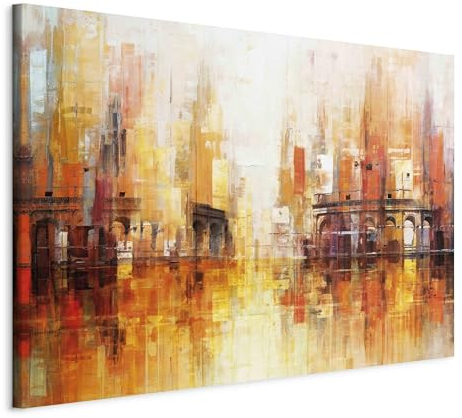 decomonkey Akustikbild Premium Abstrakt Stadt 120x80 cm 1 Teilig Kunst Akustikpaneele Akustikdämmung Schallschlucker Schallabsorber Schalldämmung Akustikplatten Wandbild Schallschutz Leinwand